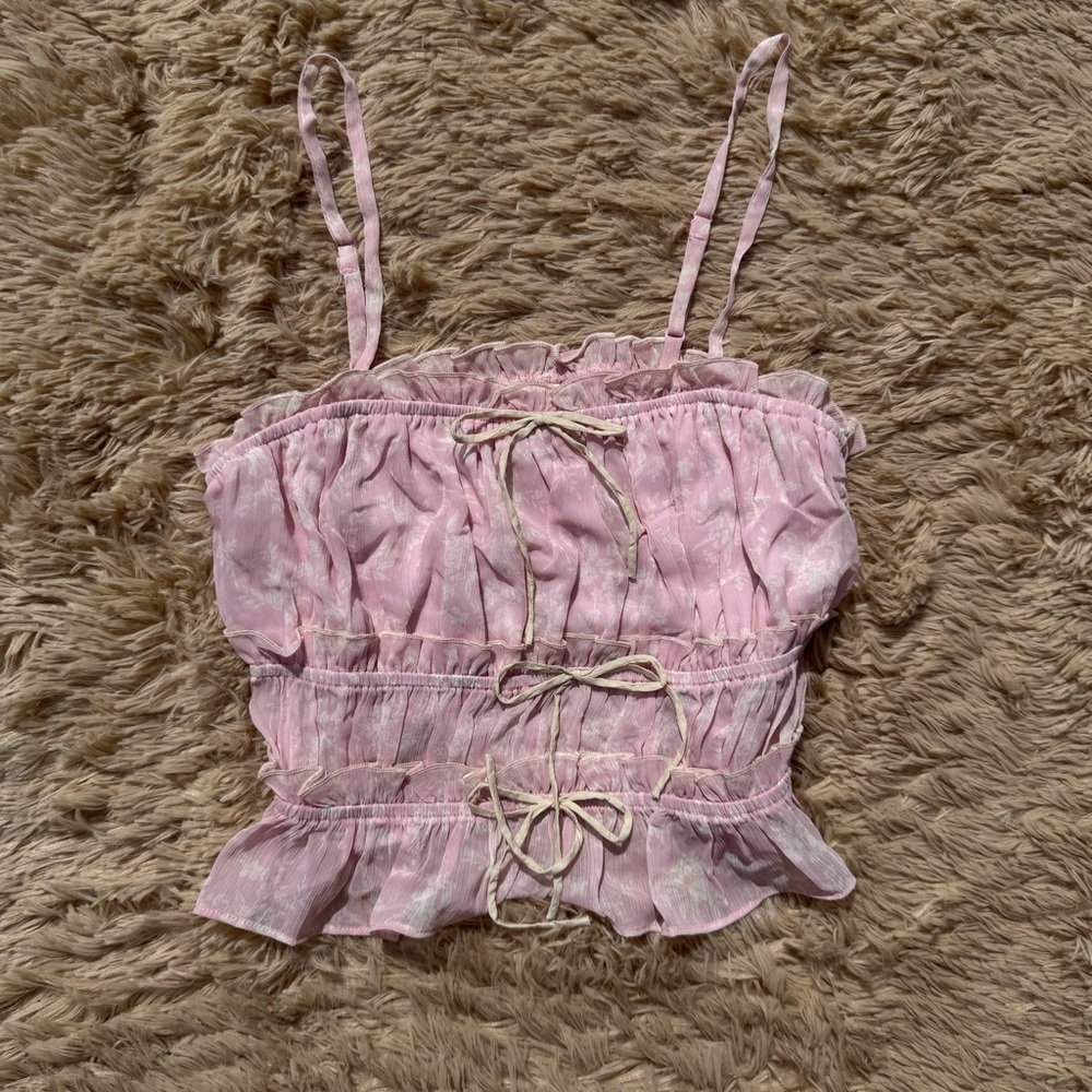 Clover Pink Bow Detail Tank Top New without tags Size Medium